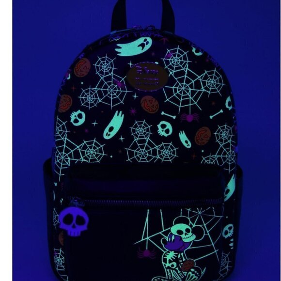 Her Universe Disney Mickey Mouse Halloween Skeleton Glow-In-The-Dark Mini Backpa main image 5